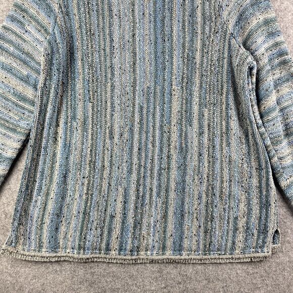 J Jill Sweater Womens XL Blue Confetti Striped Stretch Knit Pullover Coastal - Picture 3 of 14
